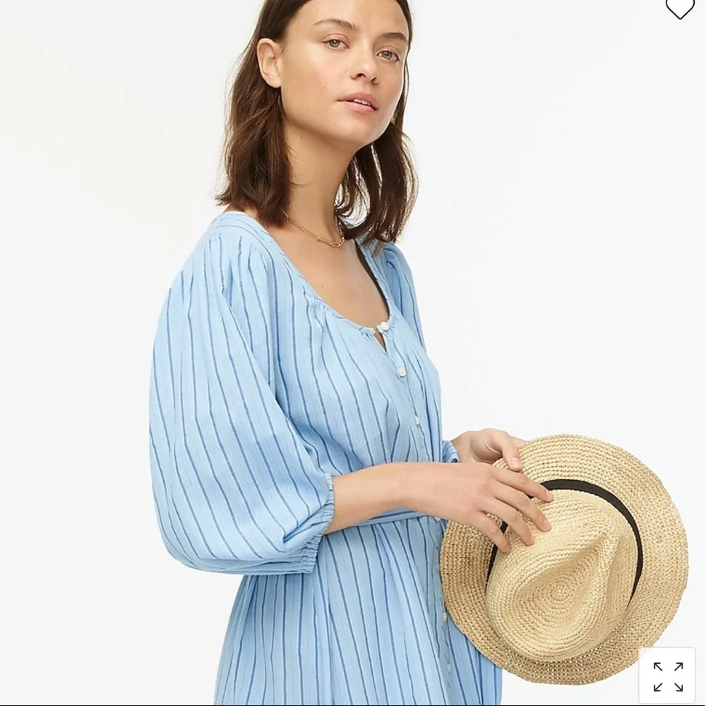 NWT J. Crew Balloon Sleeve Dress in Serenity Stripe - Picture 2 of 7